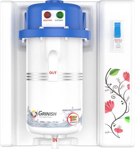 GRINISH 1 Litre Storage Portable Instant Water Heater Geyser with MCB 1 L Instant Water Geyser