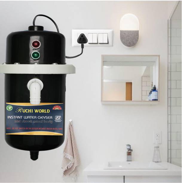 Ruchi World 1 L Instant Water Geyser (Instant portable water heater geyser for use home, Black)