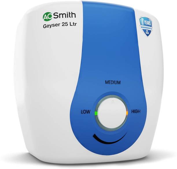 AO Smith SDS-GREEN-025 25 L Storage Water Geyser | 2kW | Vertical | Designed for high rise buildings with 8 bar pressure rating | Longer life in hard water conditions with Blue Diamond glass lined tank | BEE 5-star rating for superior energy efficiency and power savings | Free Installation