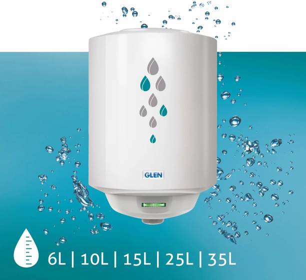 Glen 15 L Storage Water Geyser (Water Heater 2000W 8 Bar Pressure Glasslined Element Temperature control 15L, White)