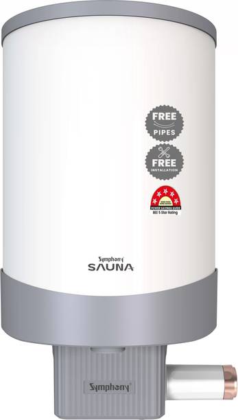 Symphony Sauna 10 L Storage Water Geyser Hair Fall Control Geyser | 5 Star BEE Energy Rating | PUROPOD: 9-Layer Advanced Water Filtration| with Free Pipes and Installation