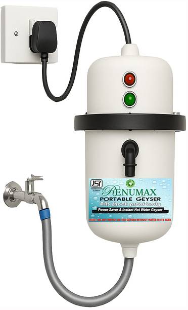 RENUMAX 1 L Instant Water Geyser (1 L Instant Water Geyser (1L Instant Portable Water Heater||Instant Hot Water Portable Geyser Is Compact||Light Weight ||Shock Proof||Rust Proof||Can Be Used In Bathroom||Kitchen||Beauty Parlor||Hand-wash||Factory||Hospitals||Health Club etc., Multicolor) 1 L Instant Water Geyser