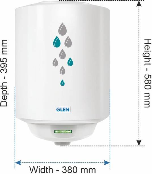 Glen 15 L Storage Water Geyser (Water Heater 2000W 8 Bar Pressure Glasslined Element Temperature control 15L, White)