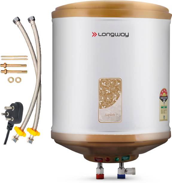 Longway Superb 15 L Storage Water Geyser 5 Star BEE Energy Rating | SS Tank with Anti-Rust Coating | Multi Safety