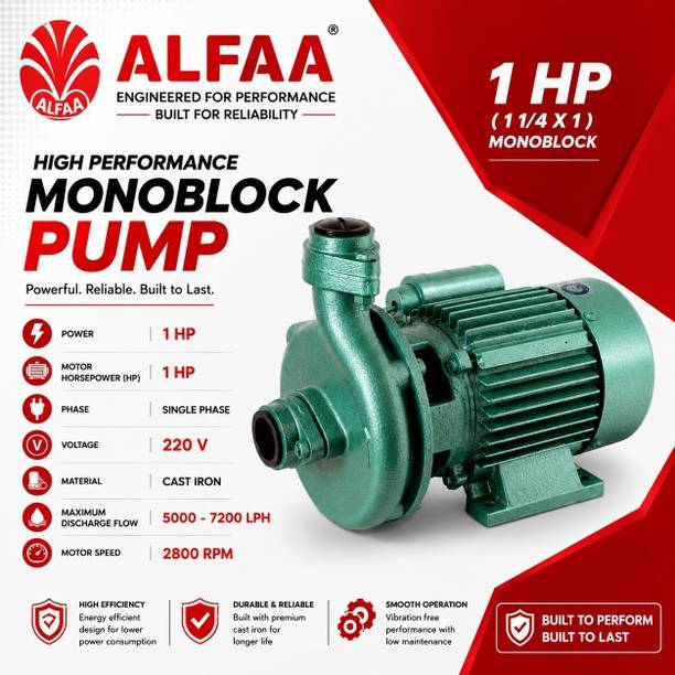 SHAKTHIPUMP ALFAA 1 HP (32 X 25 MM ) MONO BLACK CENTRIFUGAL PUMP Centrifugal Water Pump