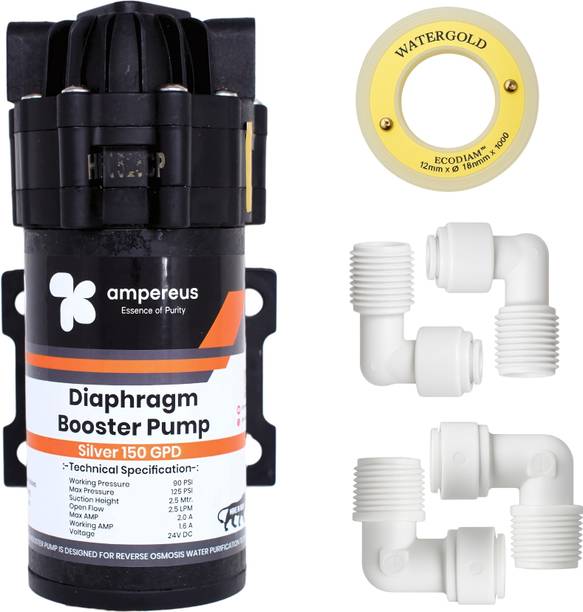 AMPEREUS 150 GPD RO Booster Pump | High Pressure Diaphragm Pump with 2 Connectors Diaphragm Water Pump