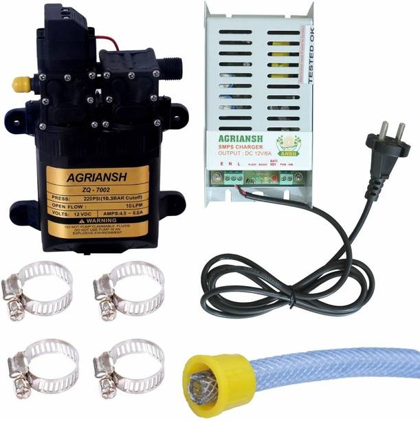 Agriansh 220PSI High Pressure Double Motor with 12V/6Amp SMPS Adapter Car Wash Gardening Diaphragm Water Pump