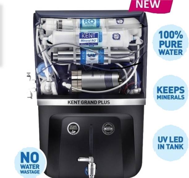 KENT GRAND PLUS B 9 L RO + UV + UF + TDS Control + UV in Tank Water Purifier  (Black)
