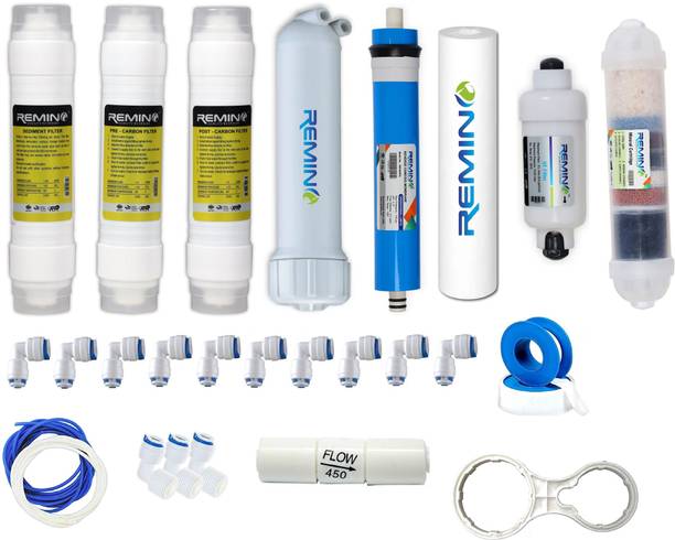 Remino RO Service kit of Carbon and Sediment Filter, 80 GPD Membrane,for 12 L RO + UV + UF + Copper + Minerals Water Purifier