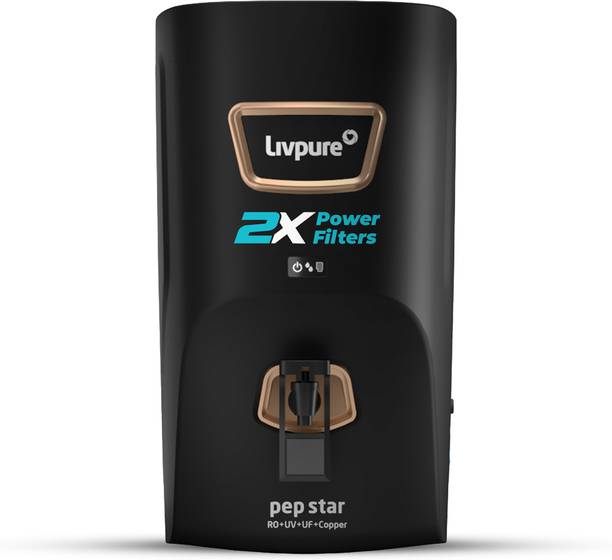 LIVPURE LIV-PEP-STAR-COPPER 2X Power Filter | No Filter Cost for 2 Year | 7 L RO + UV + UF + Copper + Minerals Water Purifier