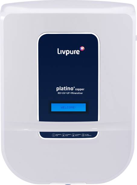 LIVPURE LIV-PLATINO-PLUS-COPPER2000 8.5 L RO + UV + UF + Minerals + Copper Water Purifier 8 STAGE ADVANCED PURIFICATION WITH HR TECHNOLOGY, TOUCH DISPLAY & AUTO FLUSH | SUITABLE FOR ALL WATER