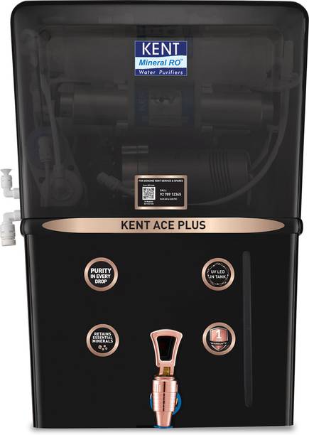 KENT ACE Plus- B 8 L RO + UV + UF + Alkaline + Copper + TDS Control + UV LED Water Purifier .0001 Micron RO Membrane | Auto Flush | 8L | 20LPH | Ideal for Borewell/Tanker/Municipal Water