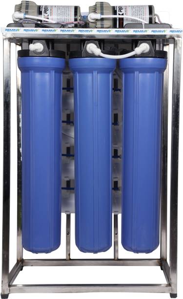 Remino 50 LPH commercial RO + UV water purifier Plant 50 Liter Per Hour Blue Stainless steel Full Automatic with TDS Adjuster 50 L RO + UV + UF + TDS Control Water Purifier
