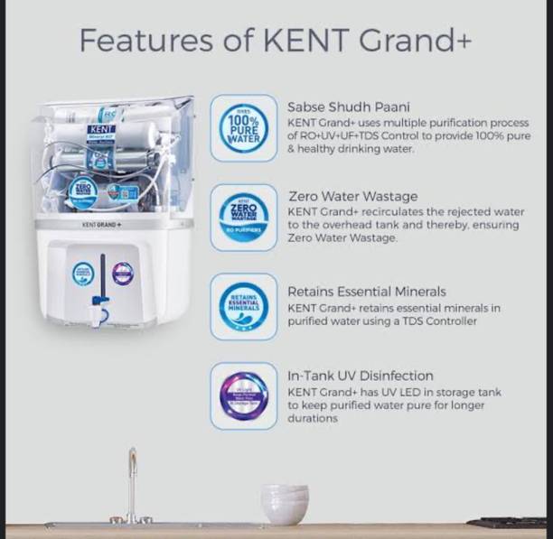 KENT GRAND+ 9 L RO + UV + UF + TDS + Mineral Water Purifier  (White)