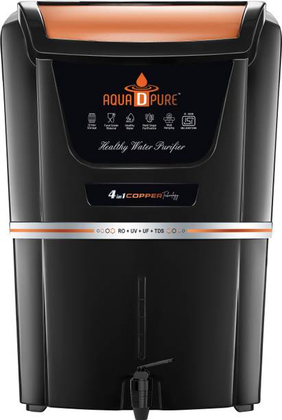 AquaDpure Premium 4 IN 1 Copper Filter RO Water Purifier with ISI Mark 10 Stage 12 L RO + UV + UF + Copper + TDS Control Water Purifier