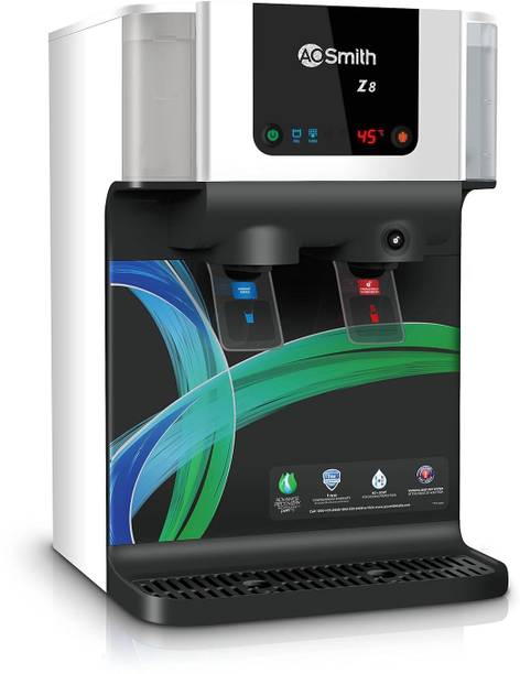 AO Smith Z8 10 L RO + SCMT Water Purifier | Hot + Normal Water| Baby-Safe Water with 8 Stage Purification| Wall Mount + Table Top Placement| Suitable for all - Borewell, Tanker, Municipality Water