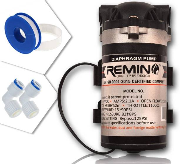Remino RO 100 GPD Booster Pump 24v with 2 Pcs Pump Connector for 12 L RO + UV + UF + TDS Control Water Purifier