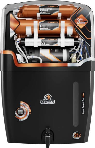 Kinsco Aqua Punch Pro Max 21 L With ISI Mark Ro+Uv+Uf+Tds Adjuster 21 L RO + UV + UF + TDS + ALK + Copper Water Purifier