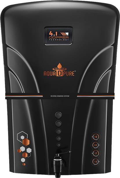 AquaDpure Copper Charge Technology black for Home and Office 12 L RO + UV + UF + TDS + Copper Water Purifier