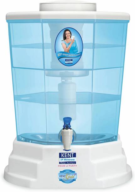 KENT Gold Plus 20 L Gravity Based + UF Water Purifier Water Purifier | UF Technology Based | Non-Electric & Chemical Free | Counter Top | 20L Storage