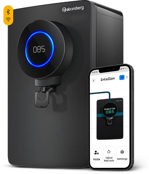 Atomberg Intellon 8 L RO + UV + UF + Alkaliser Water Purifier India's 1st Adaptive 4 Modes TDS-Based Filtration Smart IoT 7 Stages Retains Minerals & Improves Health 2 Year Warranty Zero Cost for 2 Years No AMC
