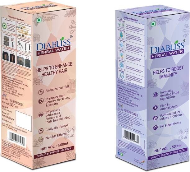 DiaBliss Herbal Water for Hair Care Tested to Improve Hair Growth,Boost Immunity Flavored Water