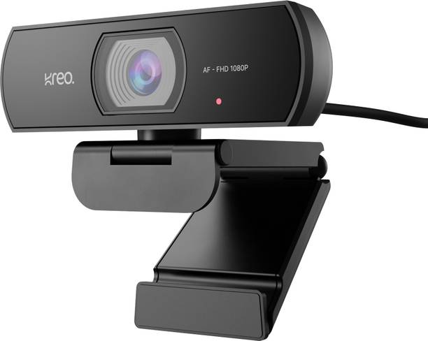Kreo Owl Full HD Webcam 1080p, with Microphone, USB Connectivity, | 60 FPS with Auto-Focus, Built-in Privacy Shutter with 360 Rotation and Plug and Play Setup for Video Call, Streaming, YouTube and More