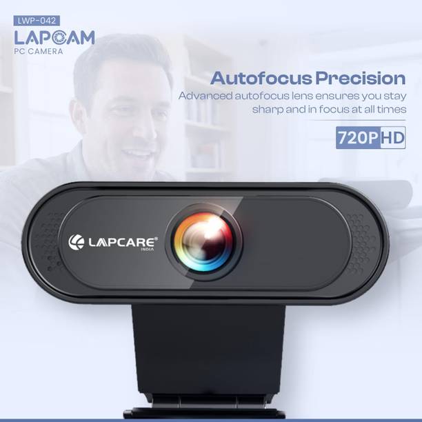 LAPCARE USB 720p HD Webcam (5 Glass Lens, LWC-042, Black) HD Webcam 720p, with Microphone, Night vision, USB Connectivity