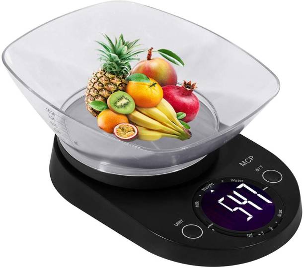 MCP TY3139 Round Display 5kg Bowl Kitchen Scale Stainless Steel Electronic LCD Food Weighing Scale