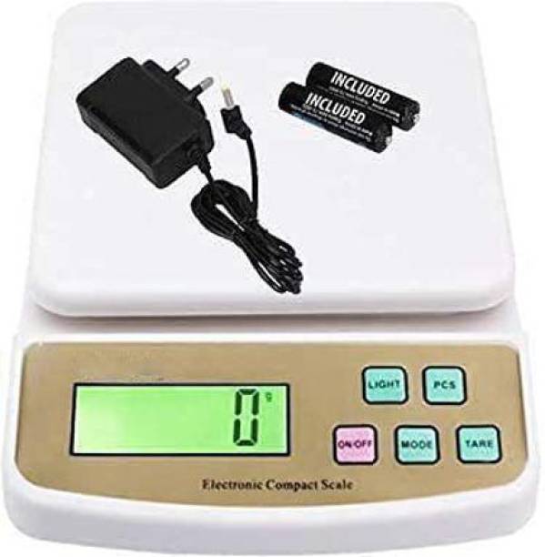 INDICUL Electronic Digital 1Gram-10 Kg Weight Scale LCD Kitchen Weight Scale Machine Measure for measuring Vajan, Offer, Kata, Weight Machine Weighing Scale, Fruits, Shop, Food, Vegetable, for Grocery, Kata, Taraju, Shop, Computer Kata, Tarazu, Jewellery, Sabzi, Weighing scale (White) (Adaptor Included) Weighing Scale (White) Weighing Scale Weighing Scale