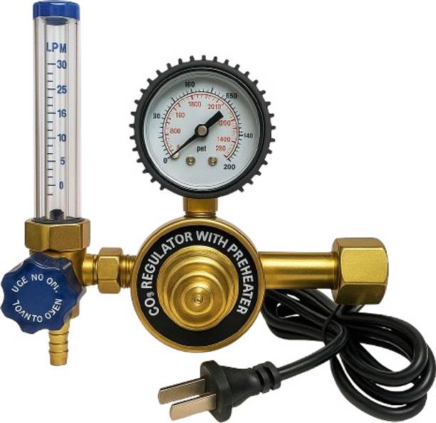 METAPOD 6 Volt Brass CO2 Regulator with Preheater & Flow Meter for Inverter Welding Machine