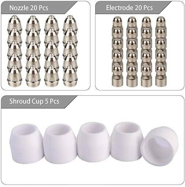 Alaska P80 Plasma Cutter Nozzle Electrodes Consumables 1.7 Tip 100Amp 45pcs Kit Laser Welding Machine
