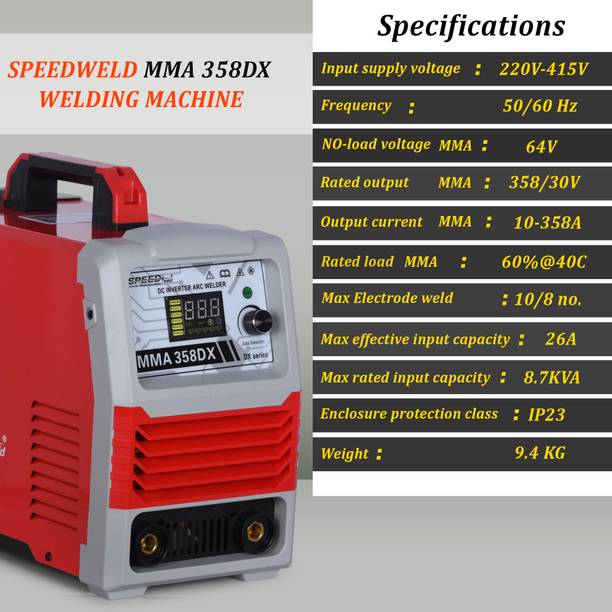 speedweld Welding machine,Heavy duty,Electrode 10/8no.,Hot Start,Anti-stick,300,358 DX Generator Welding Machine