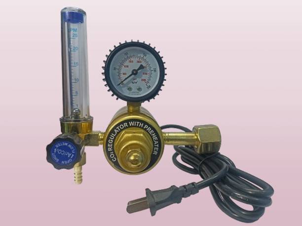 METAPOD 36V CO₂ Regulator with Flowmeter & Built-in Preheater Heavy Duty Brass Body For Inverter Welding Machine