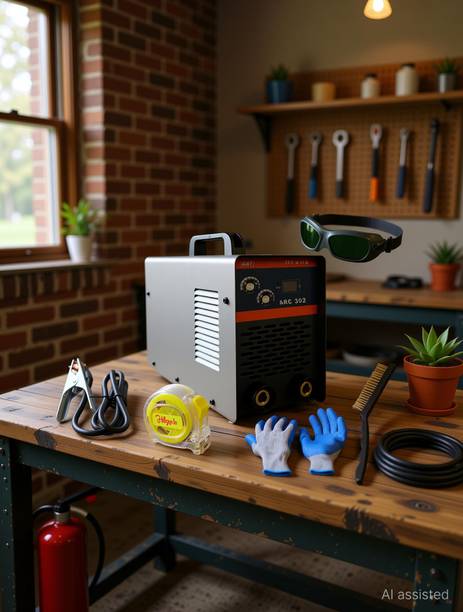 Hillgrove HGCM1206M2 302Amp Welding Machine With Metal Brush and Safety Googles, Gloves Inverter Welding Machine