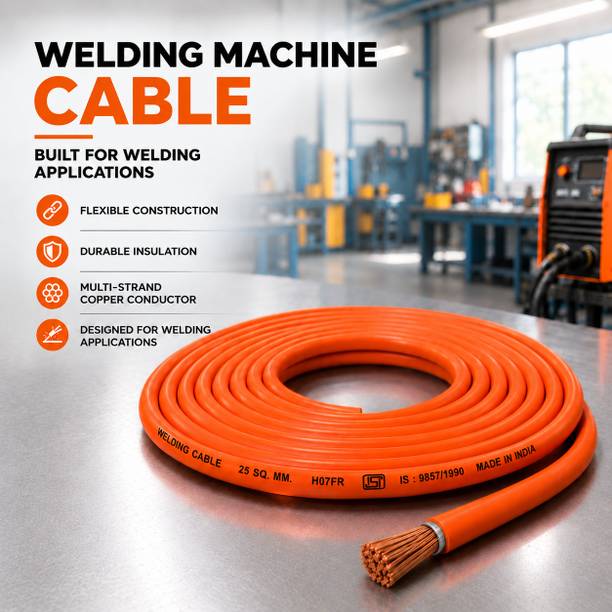 Adhyaydesigner Adhyay Heavy Duty 25 Sq. mm 10 Meter Pure Copper Cable for all Inverter Welding Machine