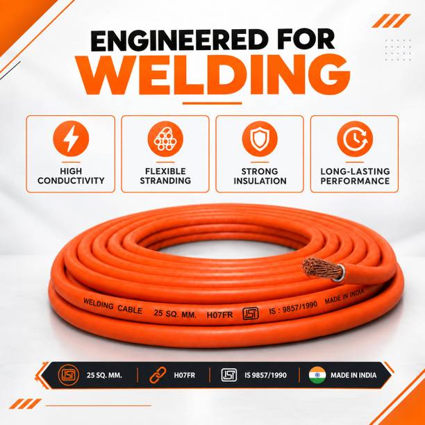 Adhyaydesigner Heavy Duty 25 Sq mm Copper Welding Cable 10 Meter Inverter Welding Machine