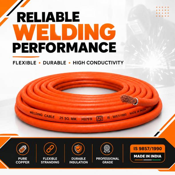 Adhyaydesigner 25 Sq mm Copper Welding Cable 20 Meter | Flexible HOFR Heavy Duty Cable for Inverter Welding Machine