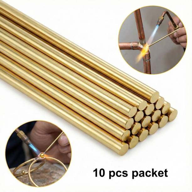 M L EARTHMOVERS Premium Brass Brazing Welding Rod (Uncoated, 10 pcs) - Copper, Steel, Iron, HWAC Welding Rod