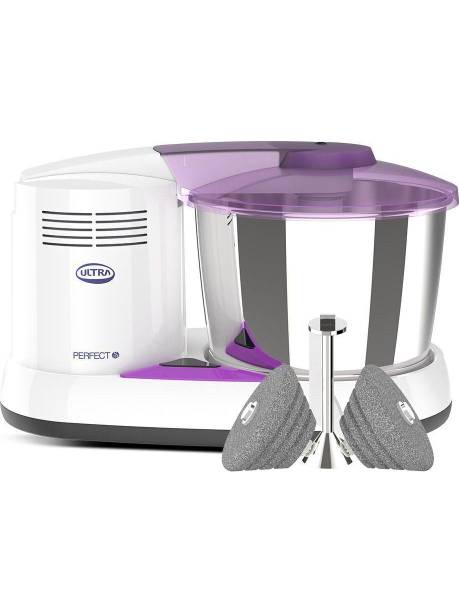 ULTRA FG38000030 Wet Grinder Ultra Perfect S 2 Litre Table Top Wet Grinder - White | Fast Grinding Conical Stones, 150W Motor & 5 Years Warranty | AISI 304 Food-Grade SS Multi Utility Dish-Type Drum | Light Weight, CE Certified