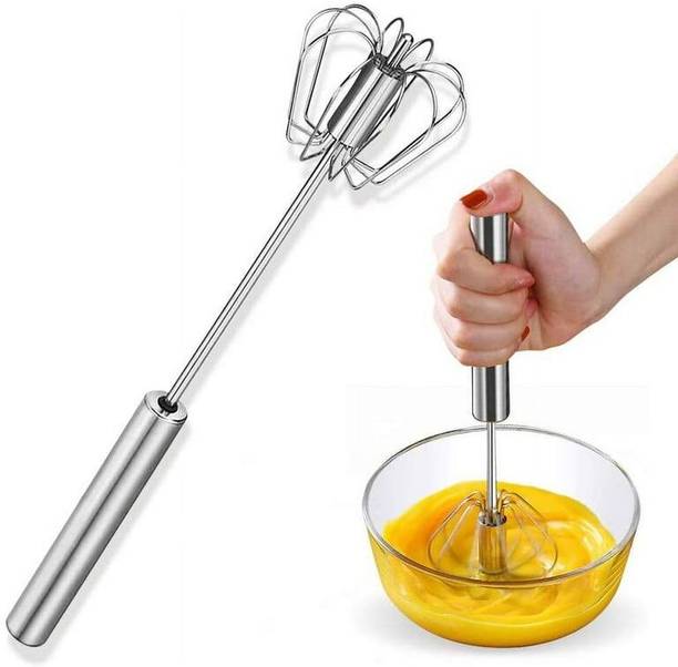 Aryamurti Stainless Steel Semi-Automatic Hand Push Egg Beater Kitchen Milk Cream Stainless Steel Balloon Whisk