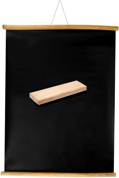 Eduway Non Magnetic Premium 1.5x2 Ft. (18x24 inch) Wall Hanging Wooden Roll-Up Black Board / Chalkboard | With 1 Premium Wooden Duster (Set of 1 - 45x60 Cms) Blackboards