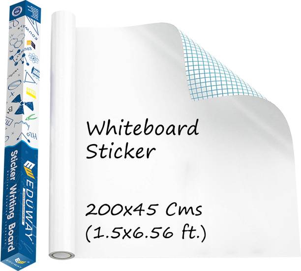 Eduway Non Magnetic 200 Cms Multi-Purpose Vinyl Whiteboard Sticker | Size : 45x200 Cms | Easily Erasable and Waterproof For Office, home, Study | Self Adhesive Vinyl Sticker Whiteboards