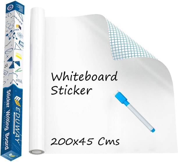 eduway non magnetic 1 5x6 5 feet 45x200 cm white board sticker wall 1 marker self adhesive planner home office dry erasable sheet writing drawing whiteboards