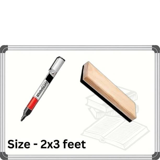 Glomagic Non Magnetic 2x3 Feet Whiteboard | Green Chalk Board Surface Scratch-Resistant Melamine Glossy Surface |Aluminum Frame|(90x60 cms) Whiteboards and Duster Combos