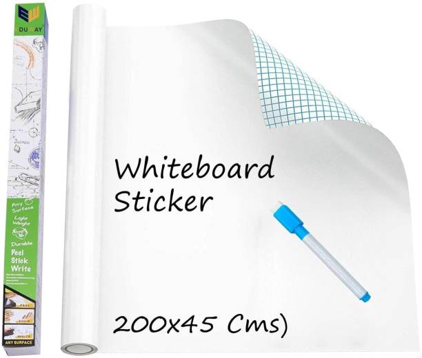 Eduway Non Magnetic 200 Cms Multi-Purpose Vinyl Whiteboard Sticker | Size : 45x200 Cms | Easily Erasable and Waterproof For Office, home, Study | Self Adhesive Vinyl Sticker Whiteboards
