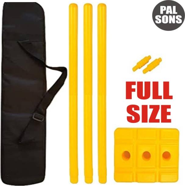 Palsons Plastic Cricket Stumps (Wickets) For All Age Groups + 2 Bails + 1 Stand + Cover