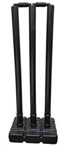Monika PVC Black Wicket set /3 stump+2 bails + 1 Base (Black)