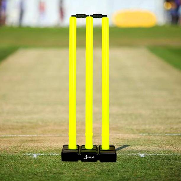 VIFITKIT Cricket Stumps for Cricket Ground, Match, Tournament Stump with Stand & Bails