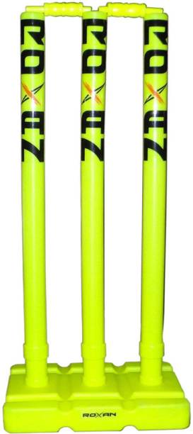 roxen Plastic Cricket Full Set of 3 Stumps with One Bas...
